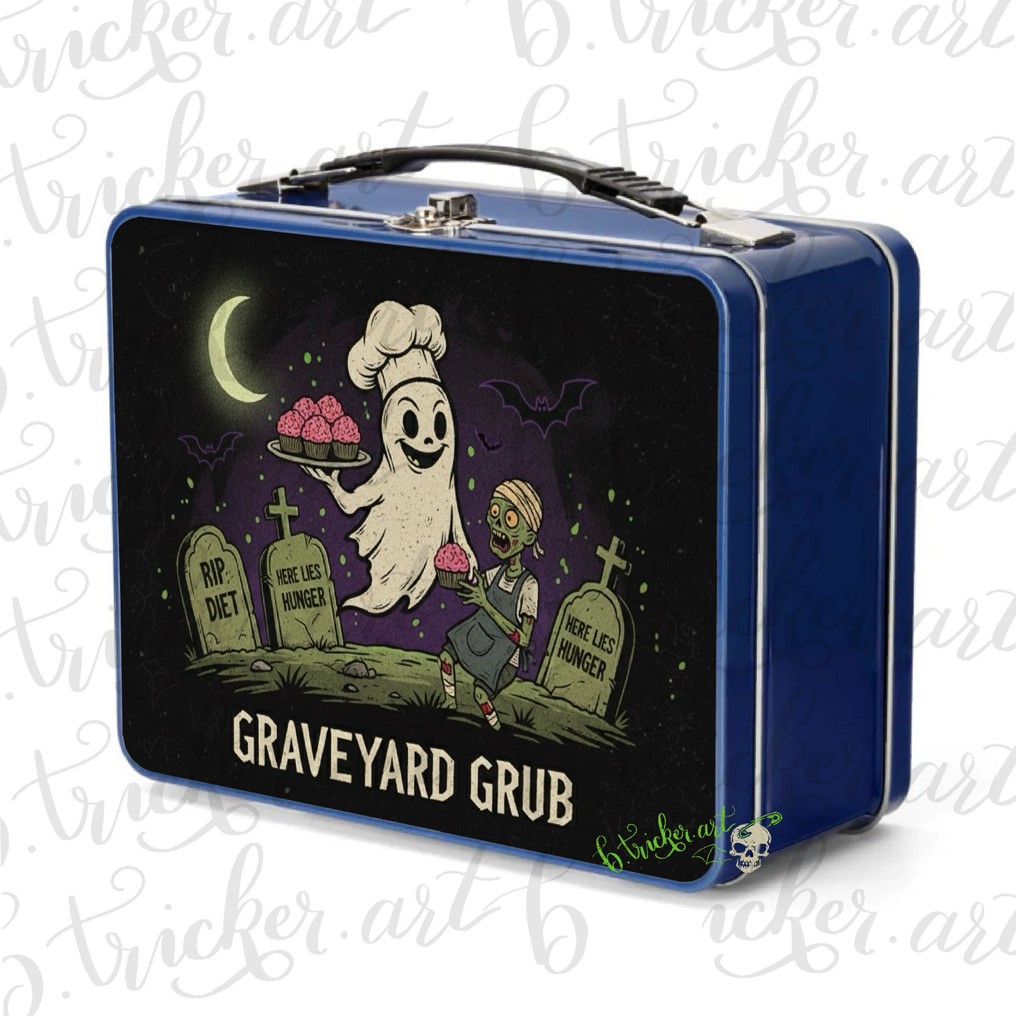 Graveyard Grub Metal Lunch Box | Gothic Ghost Zombie Alternative Punk Lunch Box | Adults & Kids