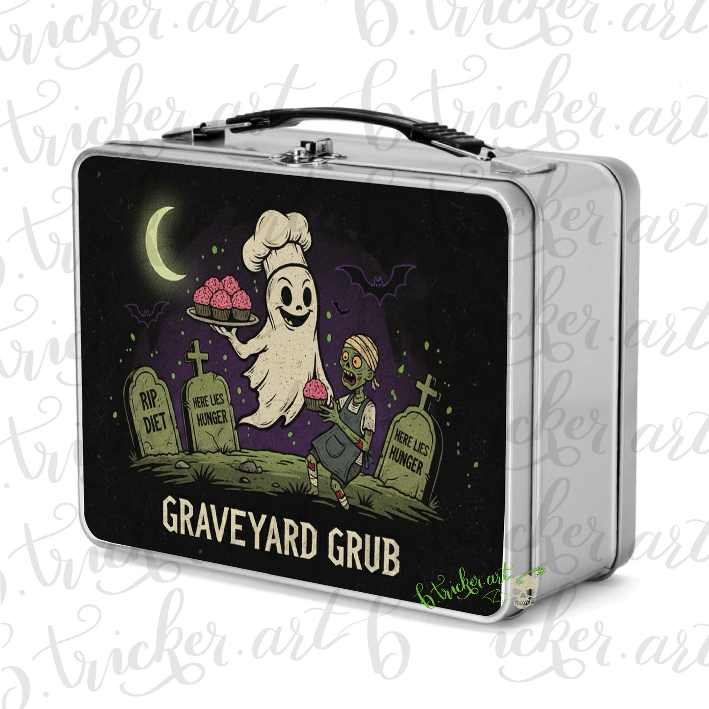 Graveyard Grub Metal Lunch Box | Gothic Ghost Zombie Alternative Punk Lunch Box | Adults & Kids