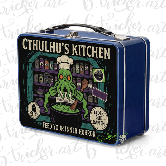 Cthulhu’s Kitchen Metal Lunch Box | Gothic Lovecraft Alternative Punk Lunch Box | Adults & Kids
