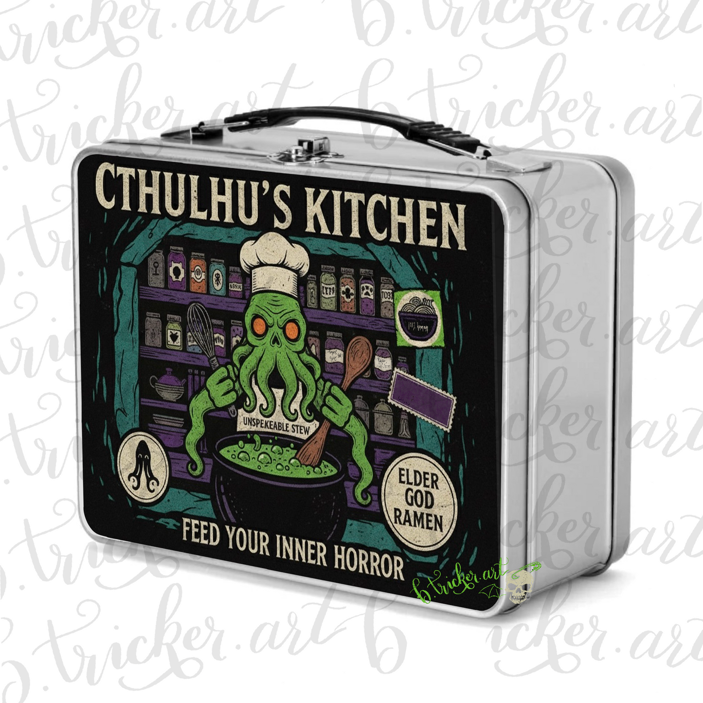 Cthulhu’s Kitchen Metal Lunch Box | Gothic Lovecraft Alternative Punk Lunch Box | Adults & Kids