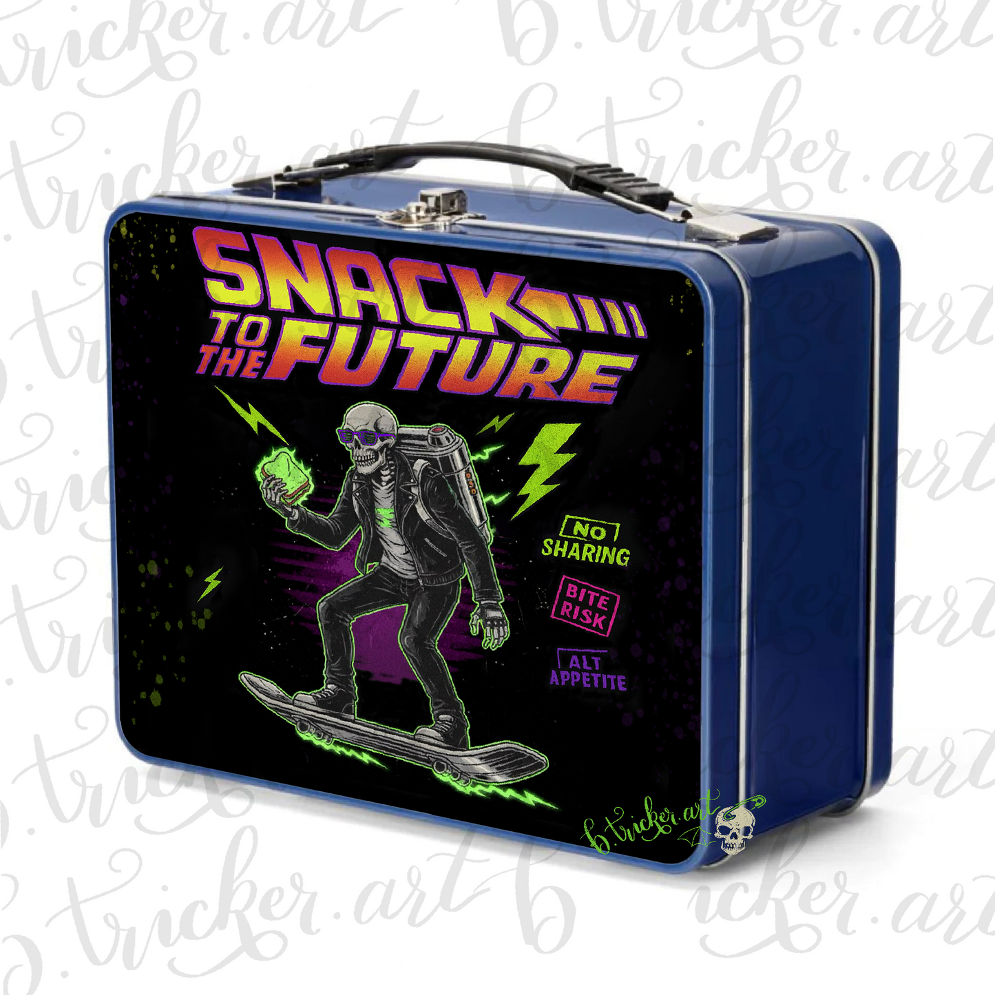 Snack to the Future Metal Lunch Box | Gothic Skeleton Alternative Punk Lunch Box | Adults & Kids