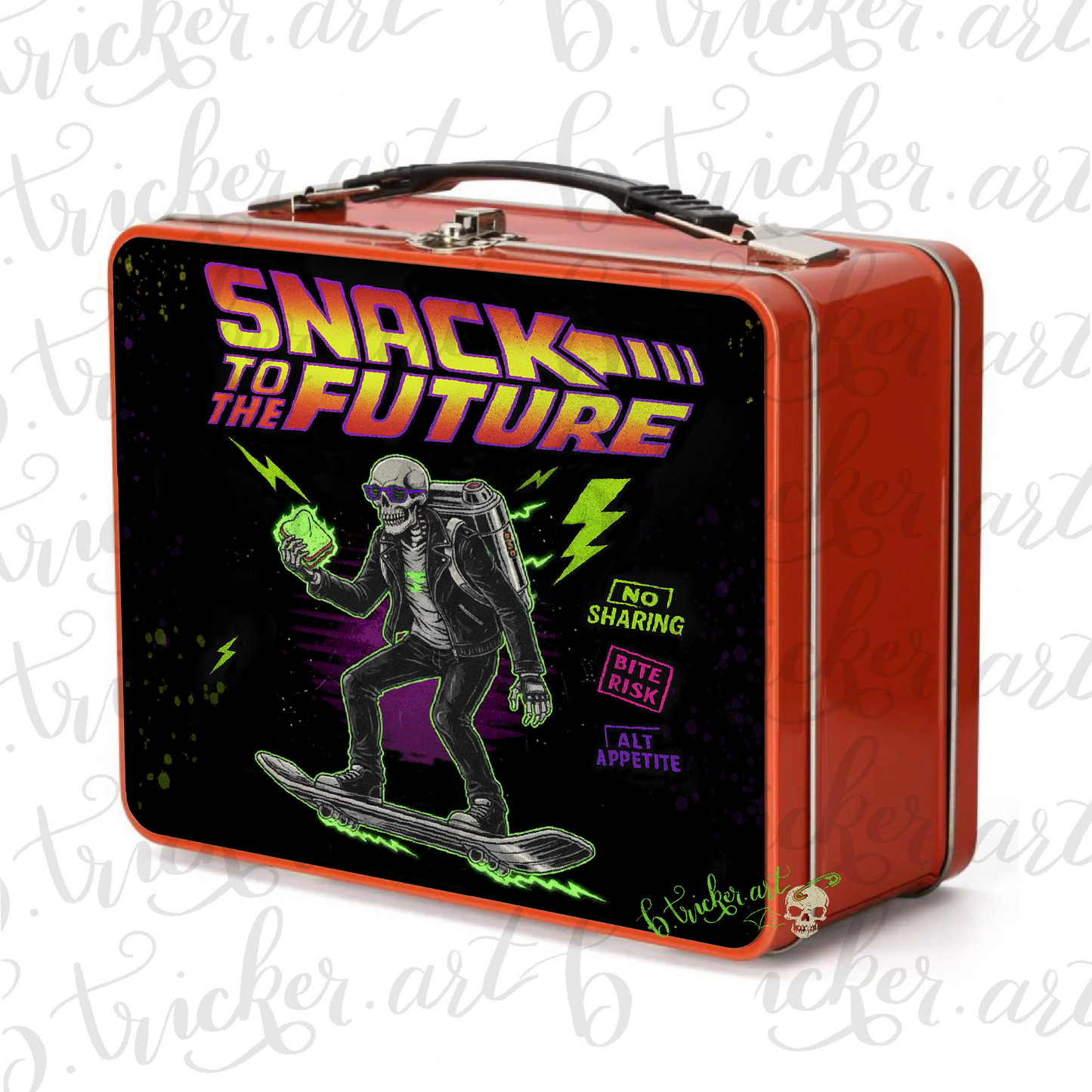 Snack to the Future Metal Lunch Box | Gothic Skeleton Alternative Punk Lunch Box | Adults & Kids