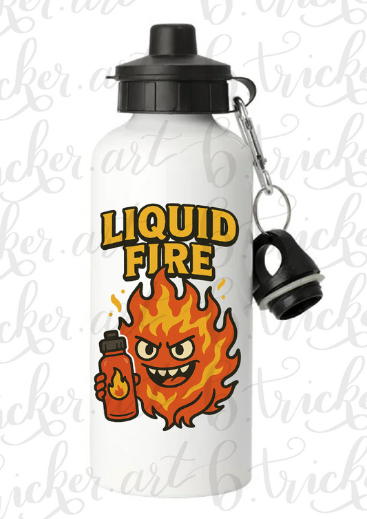 Metal Water Bottle – “Liquid Fire”- FunnyGothic Design – Insulated Reusable Flask for Spicy Souls & Hot-Drink Lovers