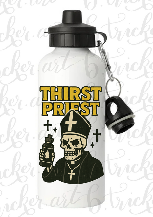 Water Bottle – “Thirst Priest” - Gothic Skeleton Pope Design – Reusable Insulated Metal Flask for Alternative Souls